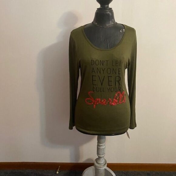 Davida long sleeve Green/Red/Black top, size 2X - Picture 1 of 3